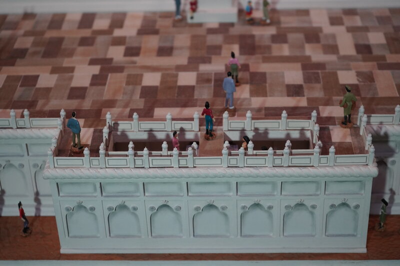 Courtyard with 2,700+ hand-cut floor pieces and miniature figures
